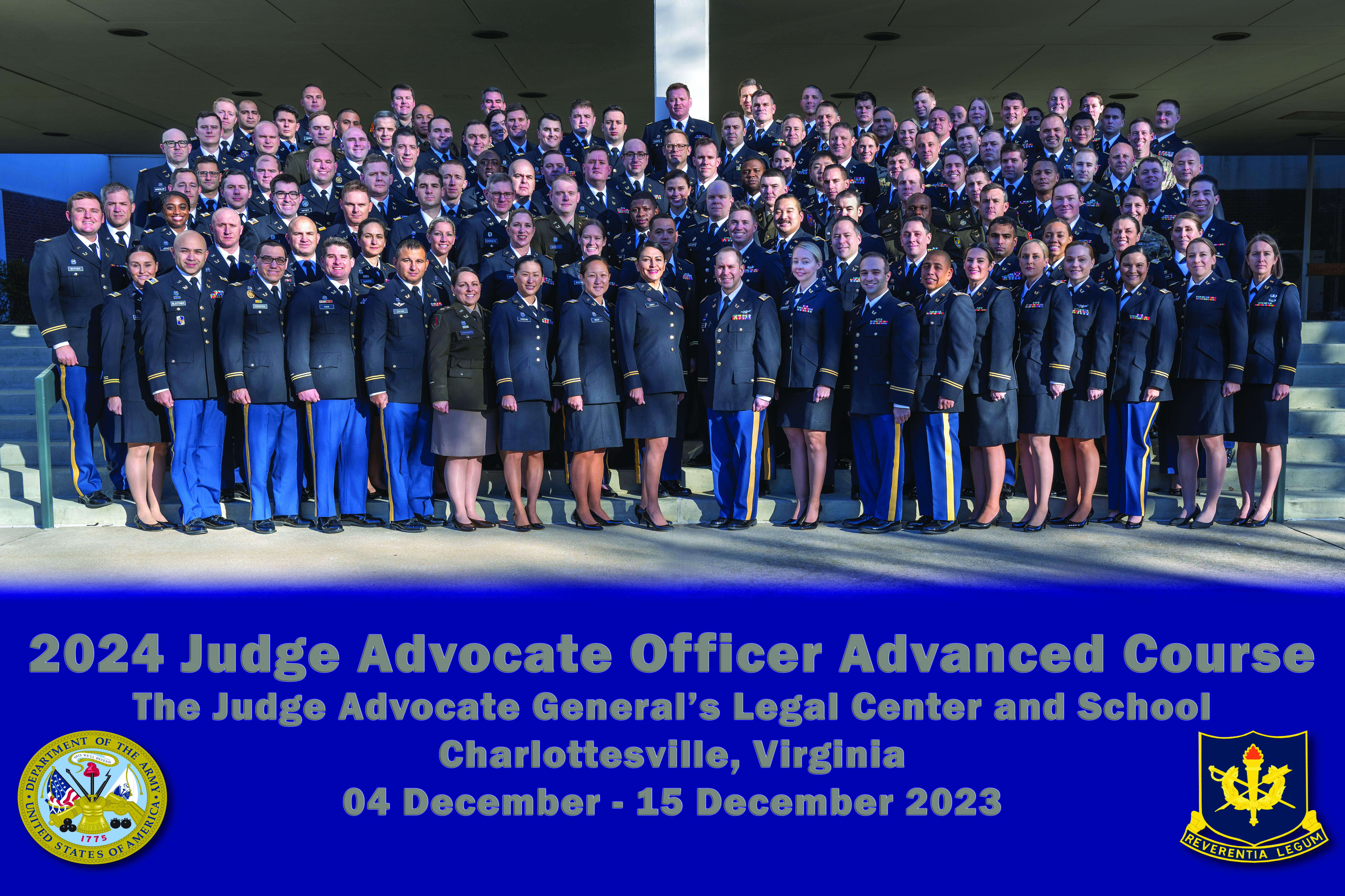 2024 Judge Advocate Officer Advanced Course. (Credit: Billie Suttles, TJAGLCS)
